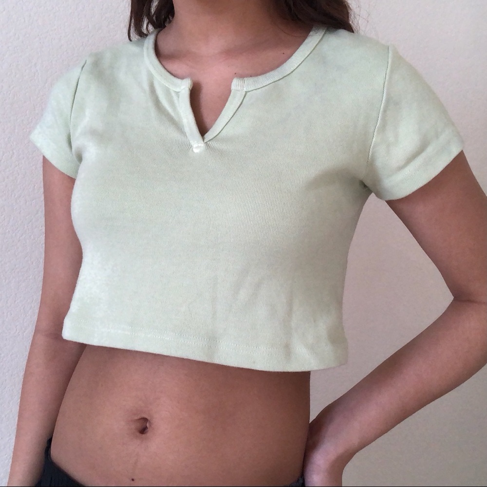 rare Brandy Melville lime green crop top S